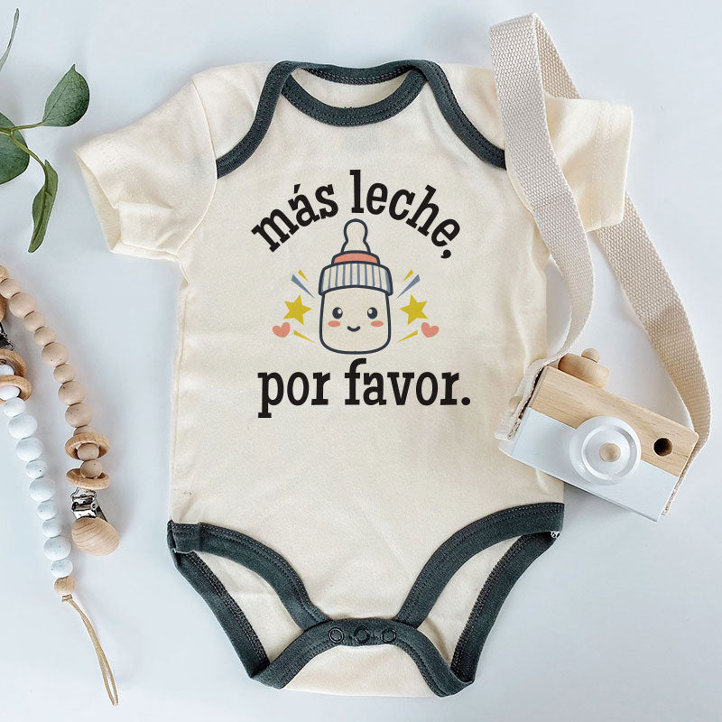 Más Leche Por Favor Funny Spanish Pregnancy Announcement Baby Boy Girl Clothes Milk Please Bodysuit Personalized Baby Outfit