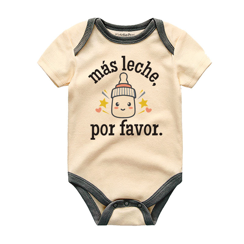 Más Leche Por Favor Funny Spanish Pregnancy Announcement Baby Boy Girl Clothes Milk Please Bodysuit Personalized Baby Outfit