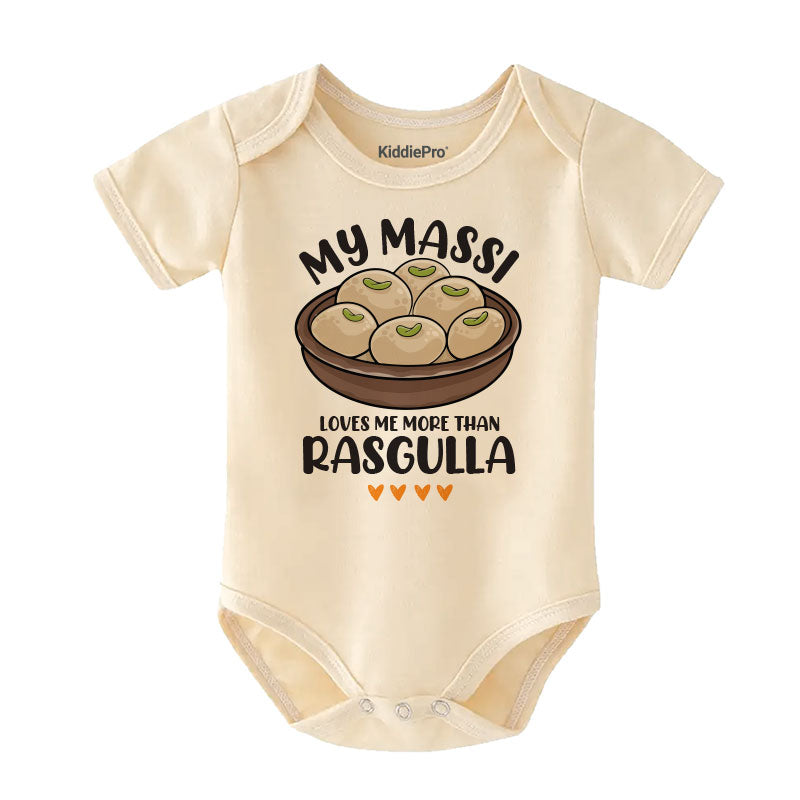 My Massi Loves Me More Than Rasgulla Baby Bodysuit Cute Indian Auntie Funny Baby Outfit Newborn Baby Shower Clothing