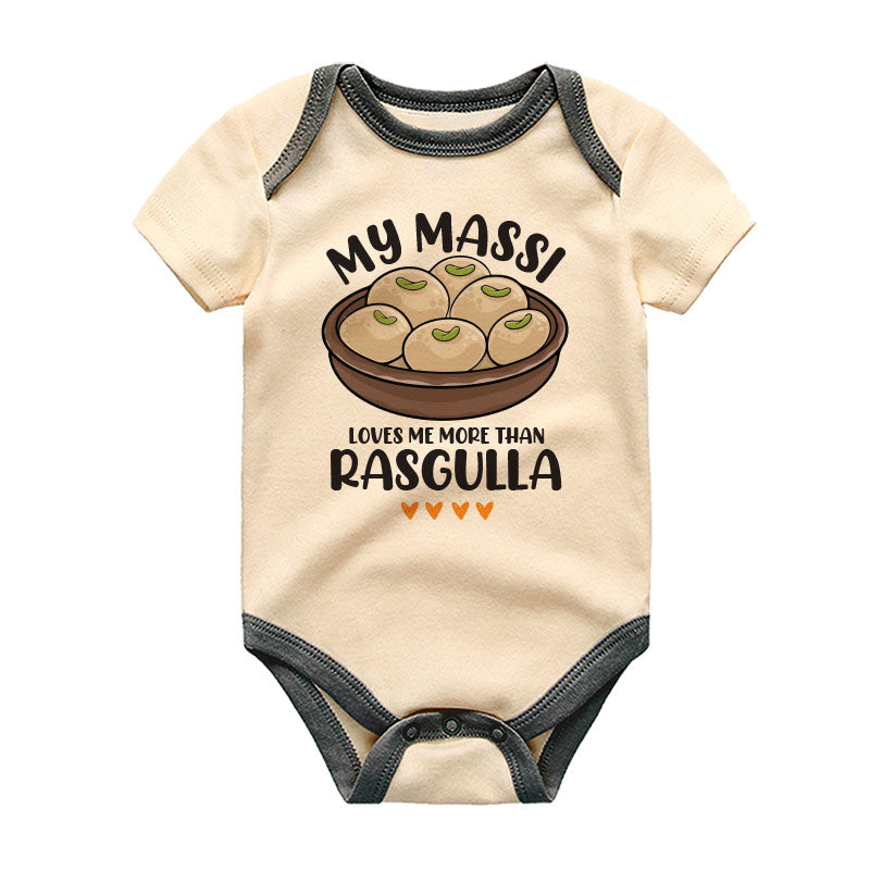 My Massi Loves Me More Than Rasgulla Baby Bodysuit Cute Indian Auntie Funny Baby Outfit Newborn Baby Shower Clothing