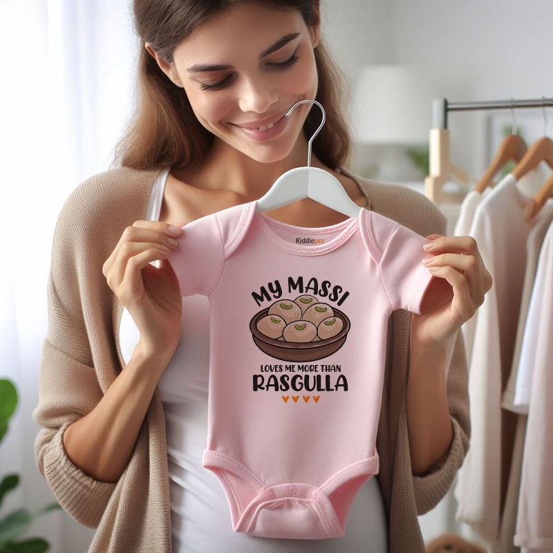 My Massi Loves Me More Than Rasgulla Baby Bodysuit Cute Indian Auntie Funny Baby Outfit Newborn Baby Shower Clothing