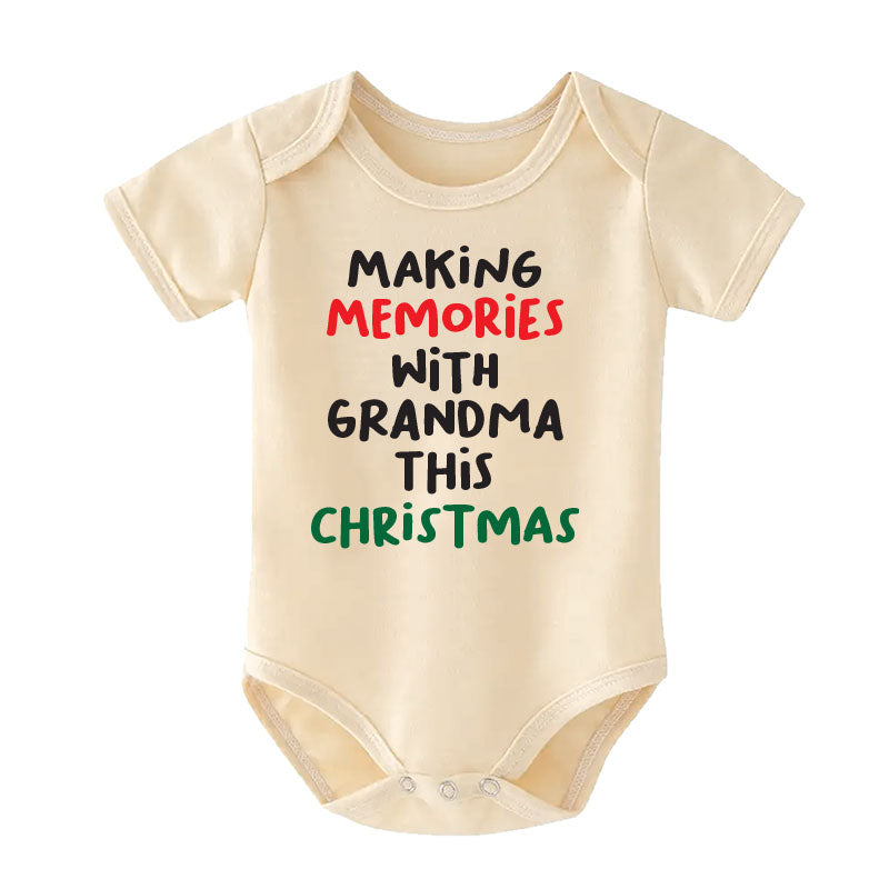 First Christmas with Grandma Baby Clothes Customizable Pregnancy Announcement Holiday Present Grandparents Keepsake Personalized Holiday Newborn Gifts