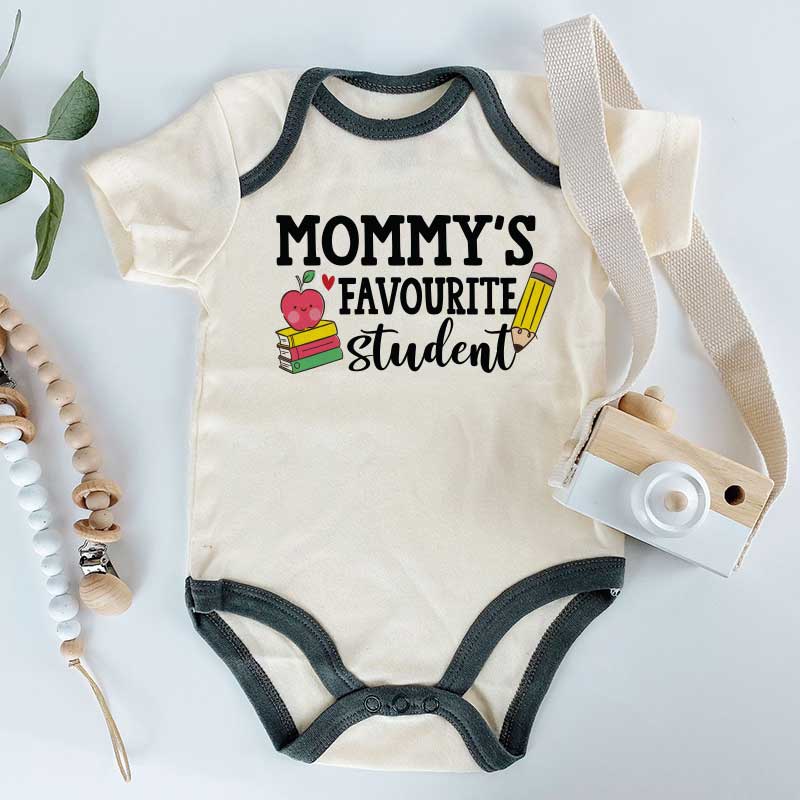 Teacher Student Baby Bodysuit Teacher Baby Shower Gift Mommy's Favourite Student Unisex Newborn Romper, Custom Baby Clothes