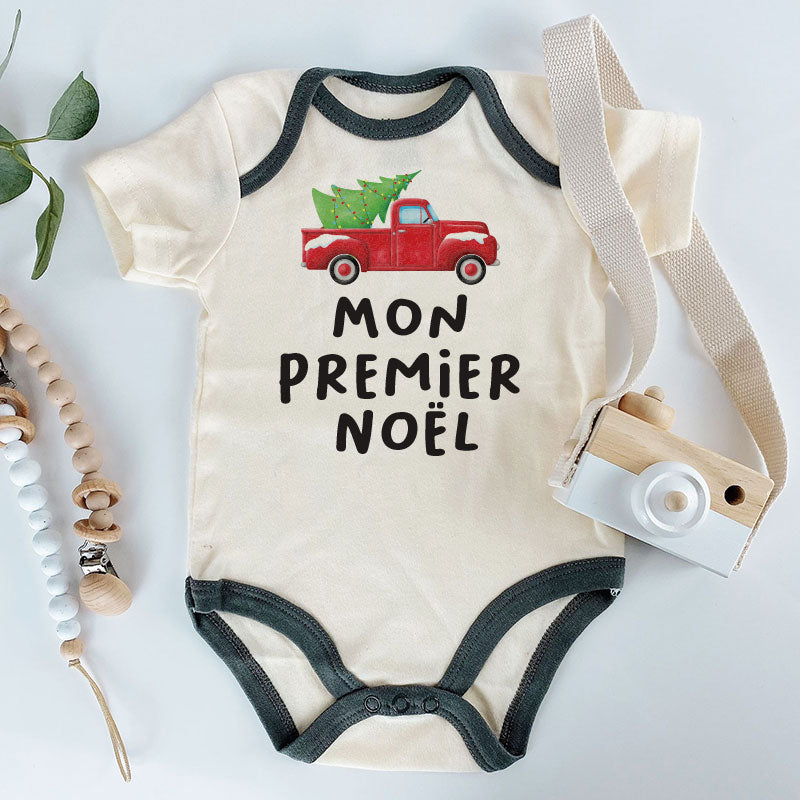 Custom Baby's First Noël Christmas Outfit French Baby Christmas Bodysuit Cozy Winter Newborn Christmas Unisex Infant Clothing Personalized Family Holiday Outfit