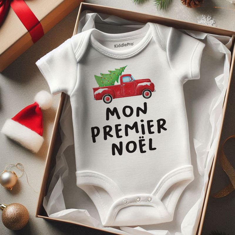 Custom Baby's First Noël Christmas Outfit French Baby Christmas Bodysuit Cozy Winter Newborn Christmas Unisex Infant Clothing Personalized Family Holiday Outfit