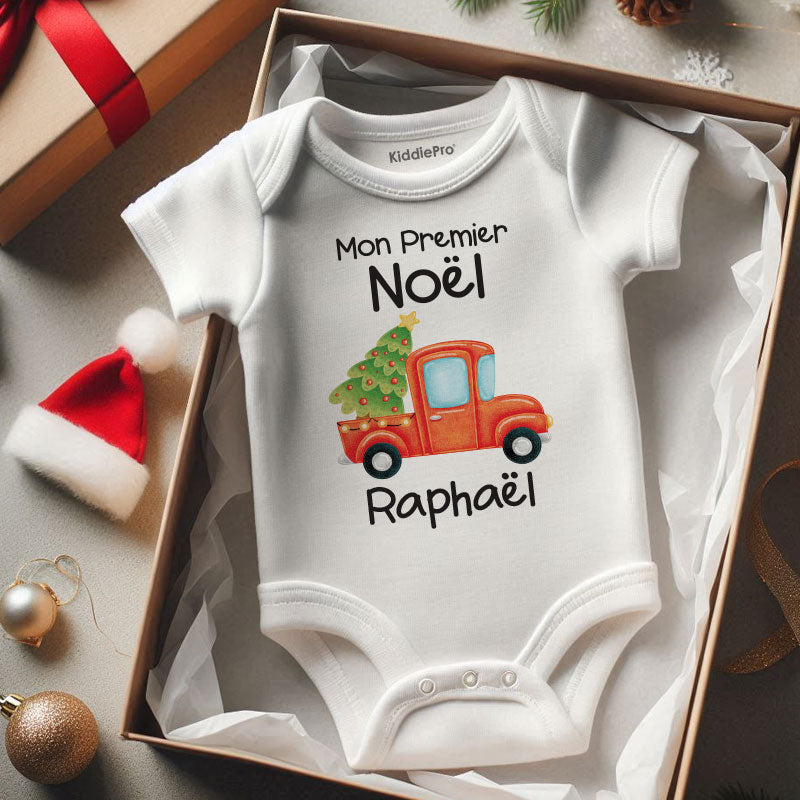 Personalized Baby's Name First Christmas Baby Boy Girl Bodysuit Custom Newborn Holiday Gift Frech Christmas Mon Premier Noël Clothes Cozy Holiday outfit