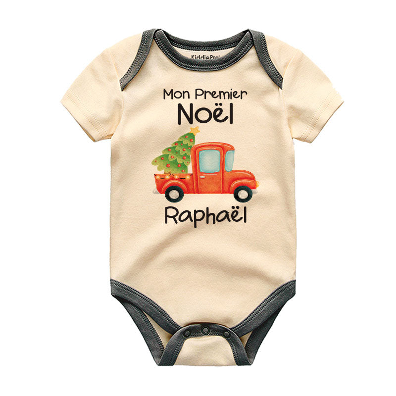 Personalized Baby's Name First Christmas Baby Boy Girl Bodysuit Custom Newborn Holiday Gift Frech Christmas Mon Premier Noël Clothes Cozy Holiday outfit