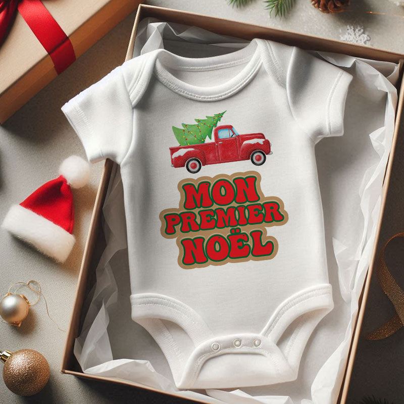 Personalized Baby's First Cristmas Baby Bodysuit Newborn Infant Baby Boy Girl Outfit French Baby Clothes Festive Babywear Cozy Holiday Outfit