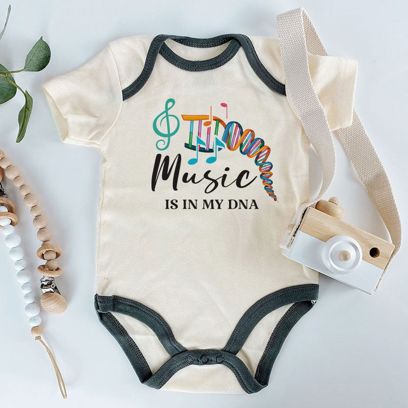 Music is in my DNA Cute Infant Baby Boy Girl Bodysuit Music Lover Baby Outfit Little Music Prodigy Baby Wear Tiny Music Enthusiast Unisex infant clothing