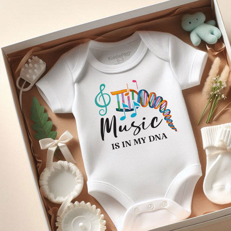 Music is in my DNA Cute Infant Baby Boy Girl Bodysuit Music Lover Baby Outfit Little Music Prodigy Baby Wear Tiny Music Enthusiast Unisex infant clothing