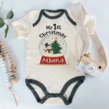 Custom Name Baby Bodysuit Personalized Christmas Outfit Baby’s First Christmas Customizable Newborn Baby Clothes Customizable Baby Romper Shirt