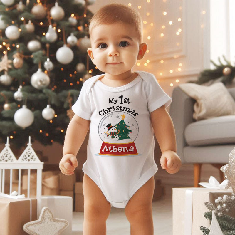 Custom Name Baby Bodysuit Personalized Christmas Outfit Baby’s First Christmas Customizable Newborn Baby Clothes Customizable Baby Romper Shirt