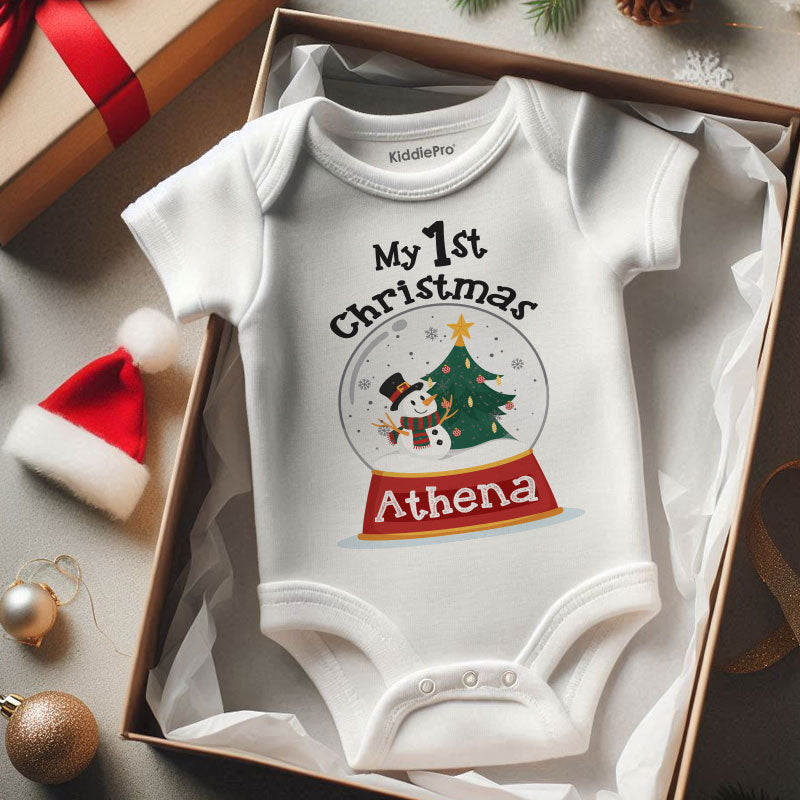 Custom Name Baby Bodysuit Personalized Christmas Outfit Baby’s First Christmas Customizable Newborn Baby Clothes Customizable Baby Romper Shirt