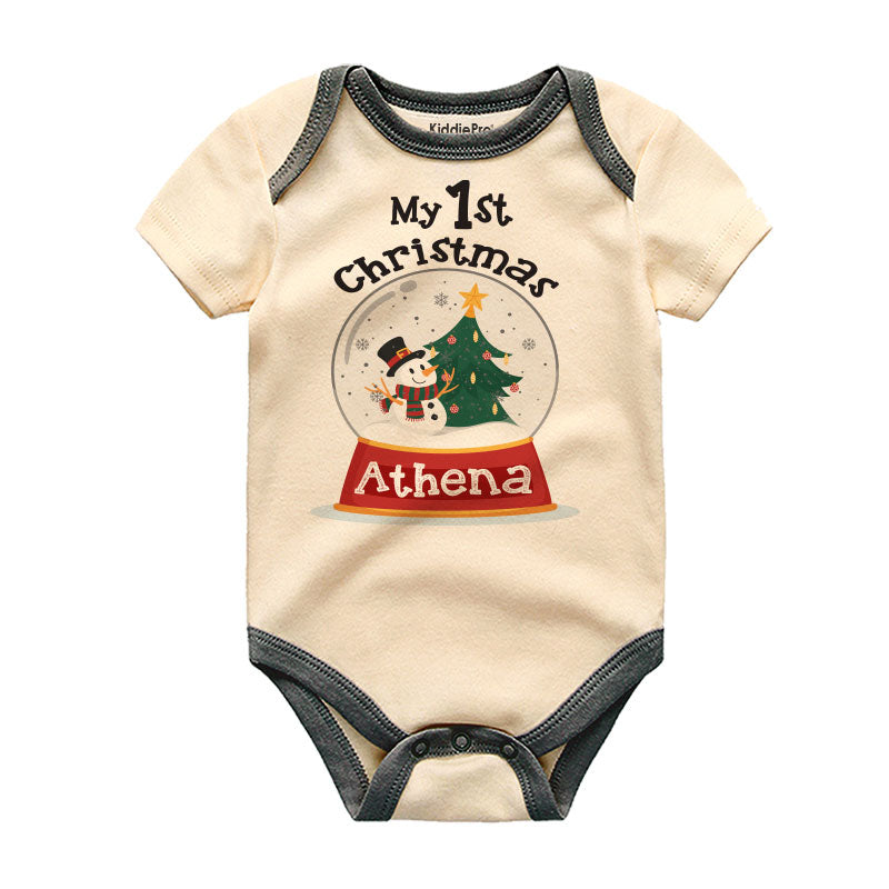 Custom Name Baby Bodysuit Personalized Christmas Outfit Baby’s First Christmas Customizable Newborn Baby Clothes Customizable Baby Romper Shirt