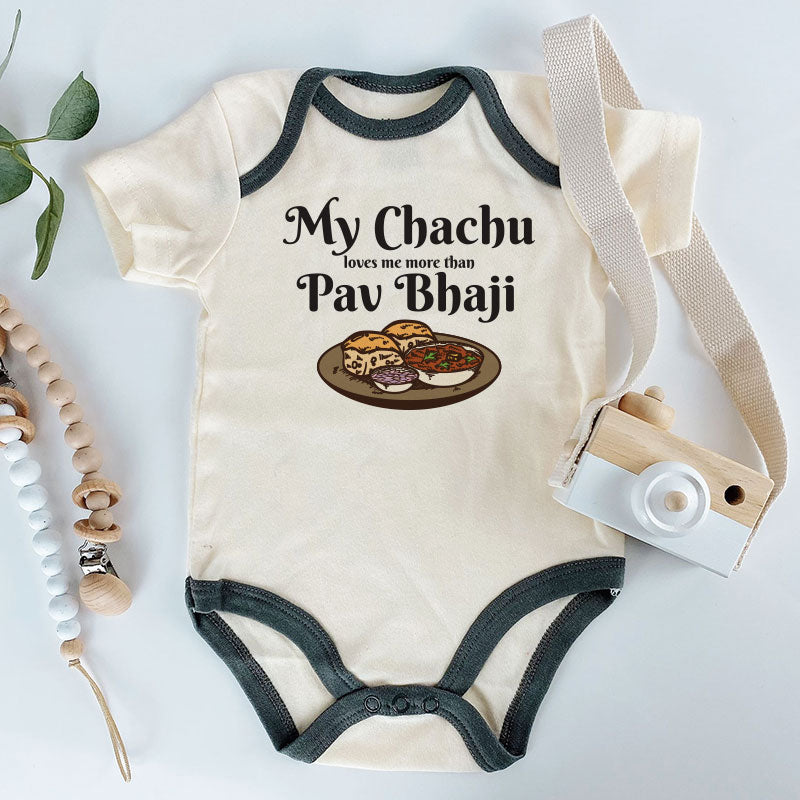 Cute Newborn Outfit with Indian Food Theme Desi Baby Clothes Chachu and Me Baby Outfit Unique Personalized Baby Shower Gift Unisex Infant Clothing