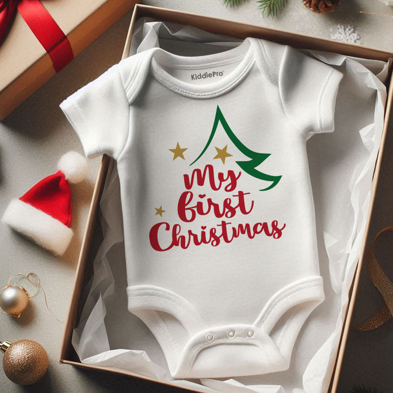 My first Christmas Unisex Baby Clothes Minimalist Christmas Tree Design