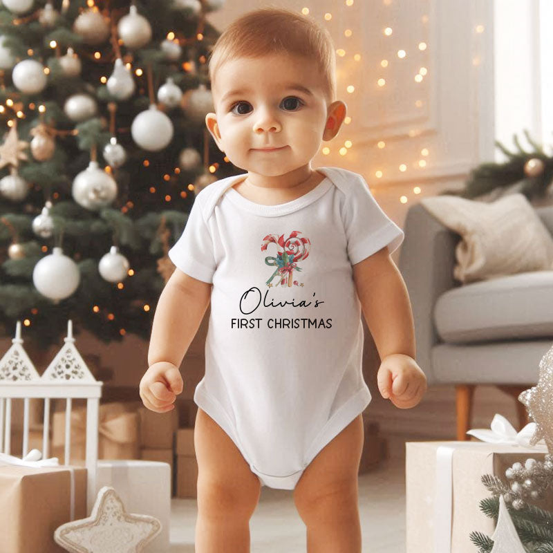 First Christmas Baby clothes Candy Cane design Unisex Baby Bodysuit