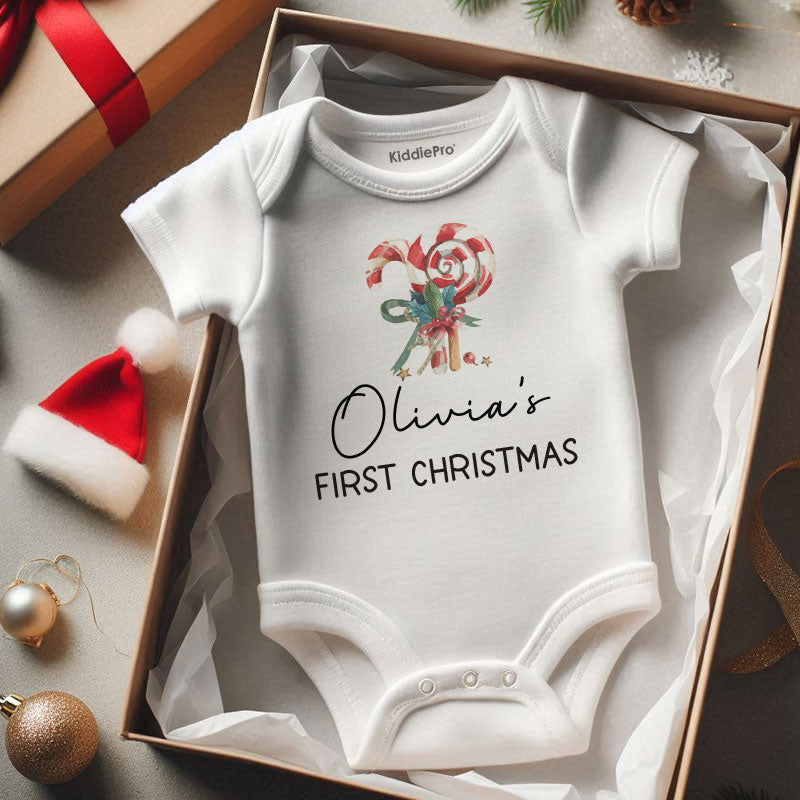 First Christmas Baby clothes Candy Cane design Unisex Baby Bodysuit