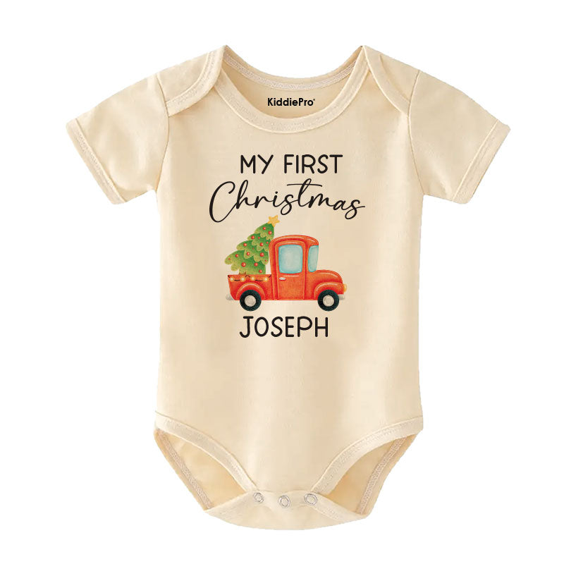 First Christmas Baby clothes Vintage Truck design Homecoming Unisex Baby Bodysuit