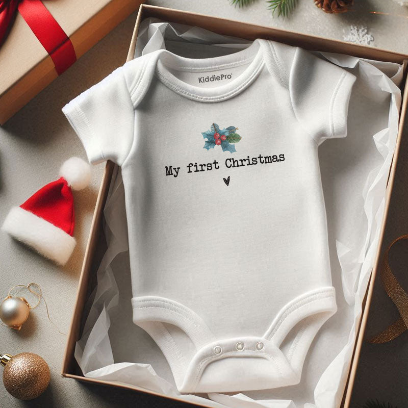 Minimalist Unique Christmas Baby Outfit Holiday Baby Clothes first Christmas keepsake Newborn Infant Baby Clothing