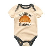 Funny Pastry Baby Clothes Croissant Themed Baby Bodysuit My Rolls Are Home Made Vêtements bébé
