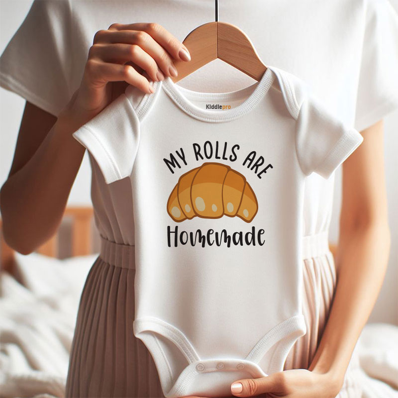 Funny Pastry Baby Clothes Croissant Themed Baby Bodysuit My Rolls Are Home Made Vêtements bébé