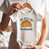Funny Pastry Baby Clothes Croissant Themed Baby Bodysuit My Rolls Are Home Made Vêtements bébé