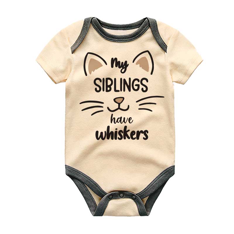 My Siblings have whiskers Cat Kitten Baby Bodysuit, Baby Gift Cat Lover for Boy or Girl Kitty Cat Gift