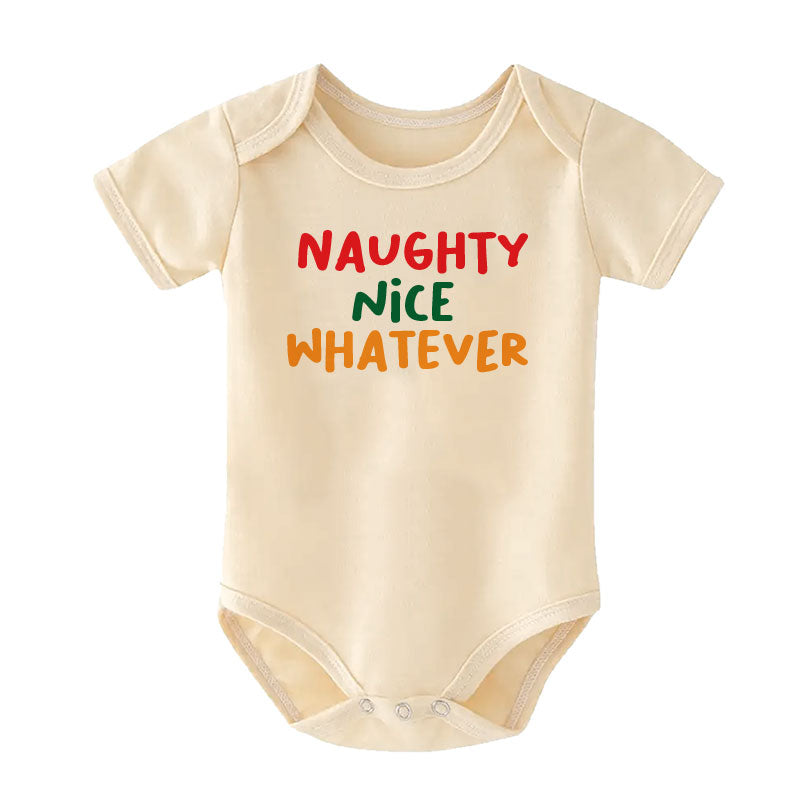 Cozy Cute Adorable First Christmas Baby Outfit Naughty Nice Custom Baby Boy Girl Clothes Holiday Humor Bodysuit Playful Family Gathering Outfit