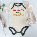 Cozy Cute Adorable First Christmas Baby Outfit Naughty Nice Custom Baby Boy Girl Clothes Holiday Humor Bodysuit Playful Family Gathering Outfit