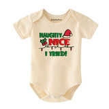 Funny Cheeky Naughty Nice Baby Bodysuit Personalized Christmas Gift Newborn Clothes