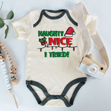 Funny Cheeky Naughty Nice Baby Bodysuit Personalized Christmas Gift Newborn Clothes