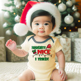 Funny Cheeky Naughty Nice Baby Bodysuit Personalized Christmas Gift Newborn Clothes