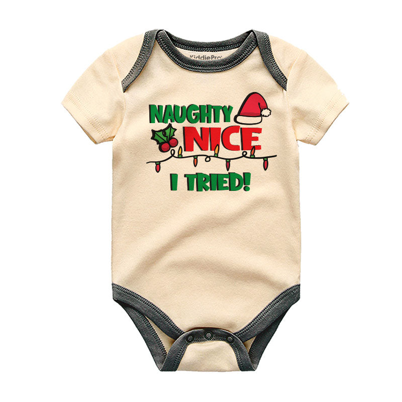 Funny Cheeky Naughty Nice Baby Bodysuit Personalized Christmas Gift Newborn Clothes