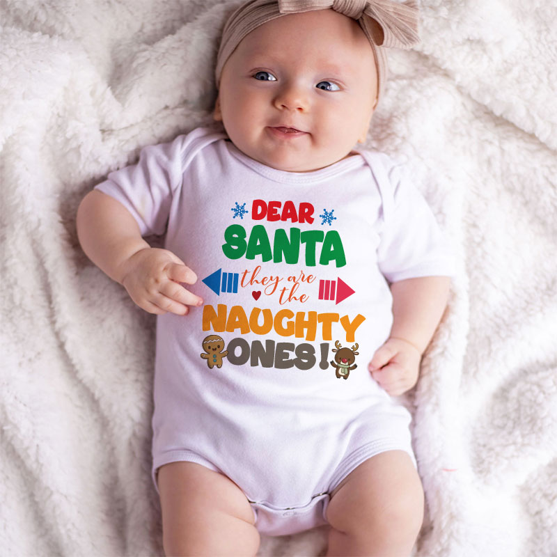 Dear Santa they are the naughty ones baby clothes First Christmas baby outfit