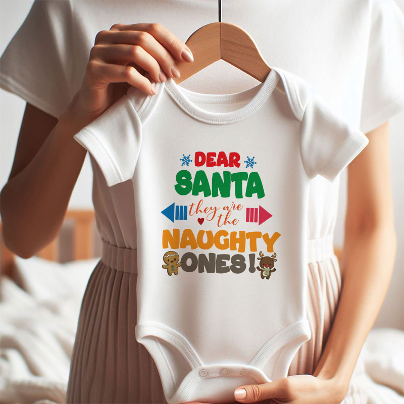 Dear Santa they are the naughty ones baby clothes First Christmas baby outfit