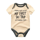 My First Ski Trip Baby Bodysuit Funny Ski Baby Outfit Downhill Skiing Baby romper Winter Sports Baby Clothes Newborn Ski Outfit Custom baby Bodysuit