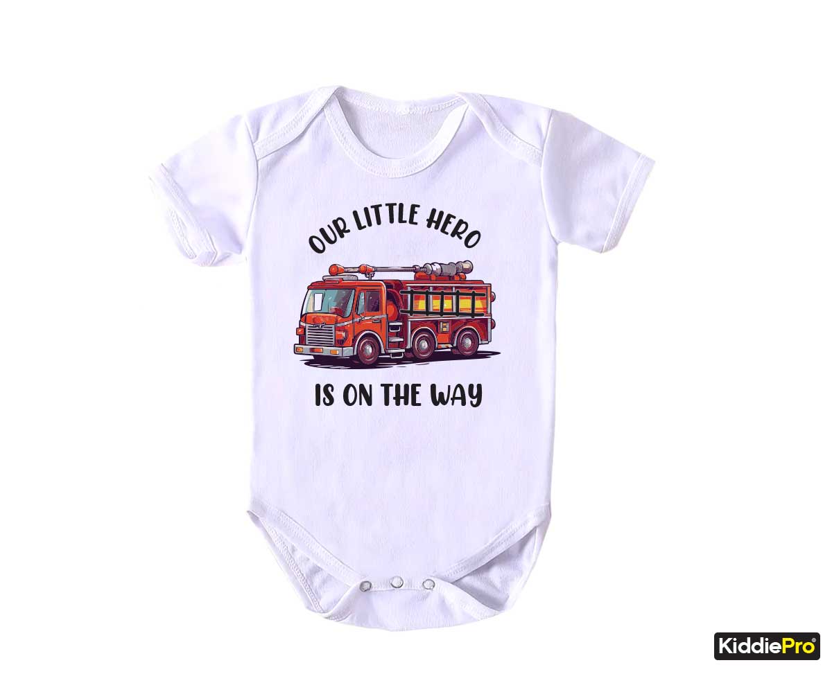 Firefighter Pregnancy Baby announcement Daddy's Firetruck Daddy Fireman Baby bodysuit