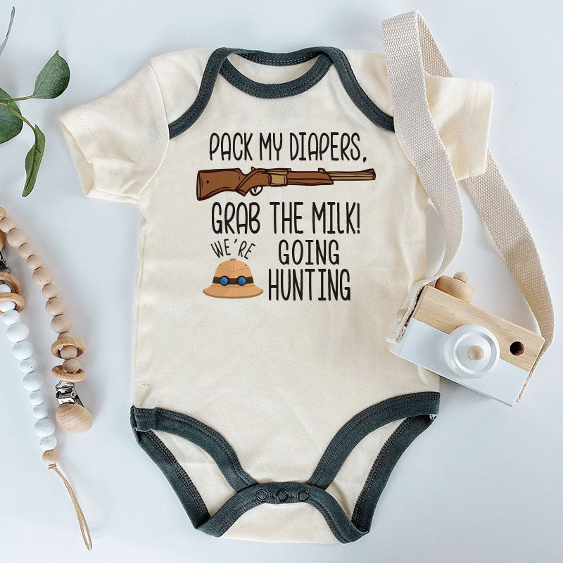 Pack my diapers hunting humor baby clothes little hunter unisex bodysuit Milk Humor outfit newborn shirt