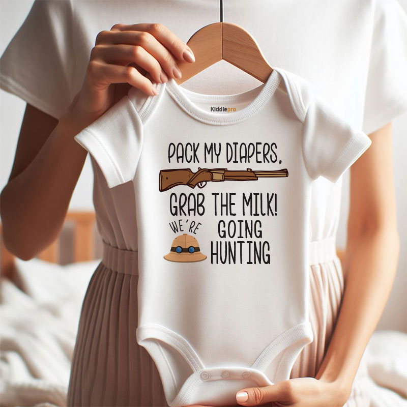 Pack my diapers hunting humor baby clothes little hunter unisex bodysuit Milk Humor outfit newborn shirt