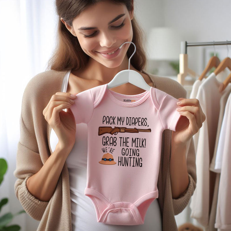 Pack my diapers hunting humor baby clothes little hunter unisex bodysuit Milk Humor outfit newborn shirt