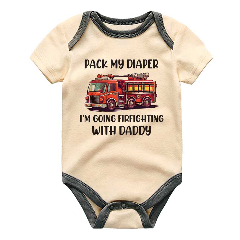 Pack my diaper Fireman Baby bodysuit Firetruck theme Dad Fireman firefighter dad baby shower gift, firefighter-themed bodysuit