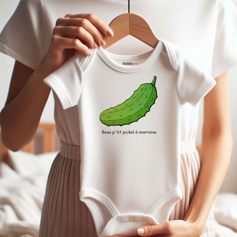 Cute Little pickle Unisex baby bodysuit beau p'tit pickel a marraine godmother newborn gift custom infant clothes