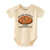 Special Delivery Pizza themed Baby clothes custom pregnancy announcement bodysuit gender reveal shirt