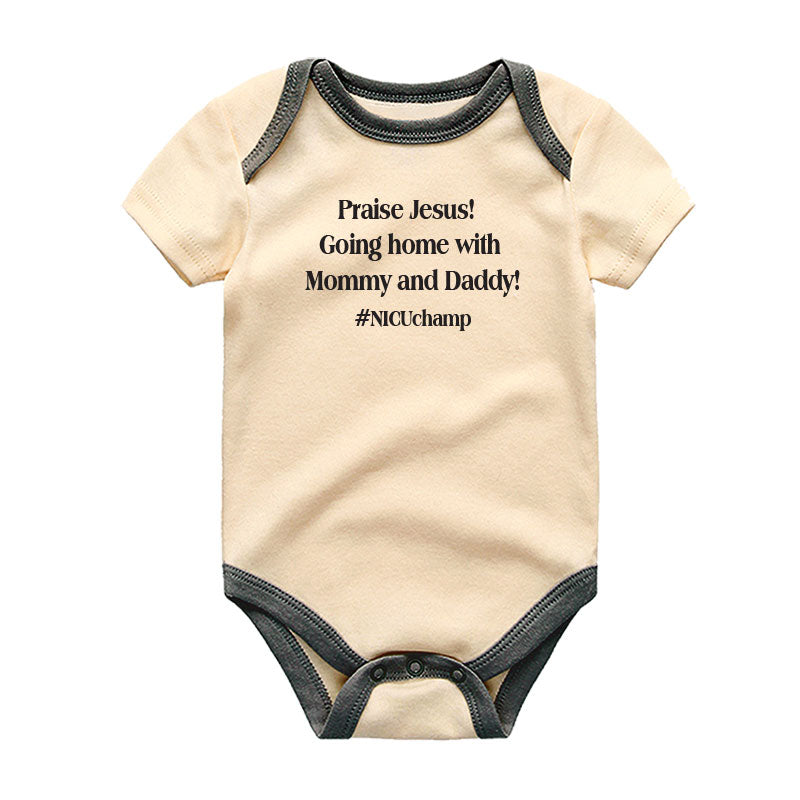 NICU Champ Unisex Baby Clothes Praise Jesus Christian Miracle Infant bodysuit Custom Newborn Outfit coming home shirt