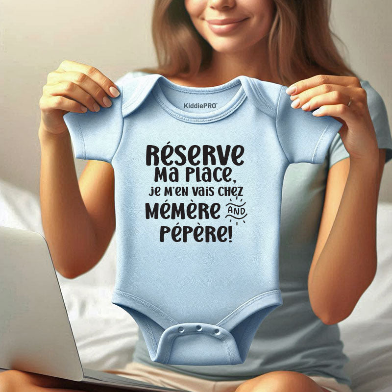 French grandparents baby reveal clothes Mémère et pépère Barboteuse Bébé Drôle Cadeau Naissance Grand-Parents