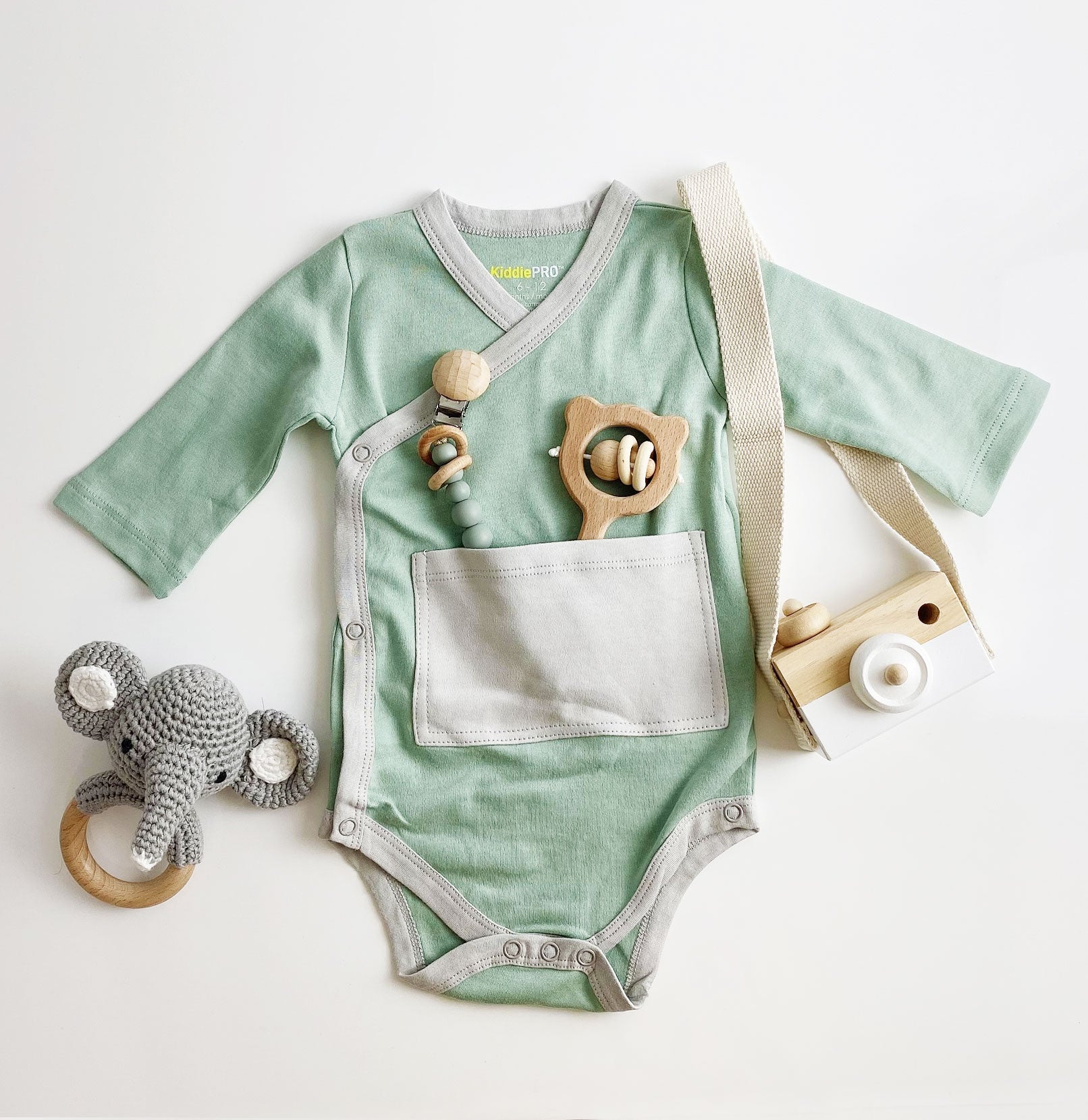 Baby Kimono Wrap Tops 3‑Pack (Mustard, Maroon, Sage) | 3/4 Sleeve Soft Cotton Essentials