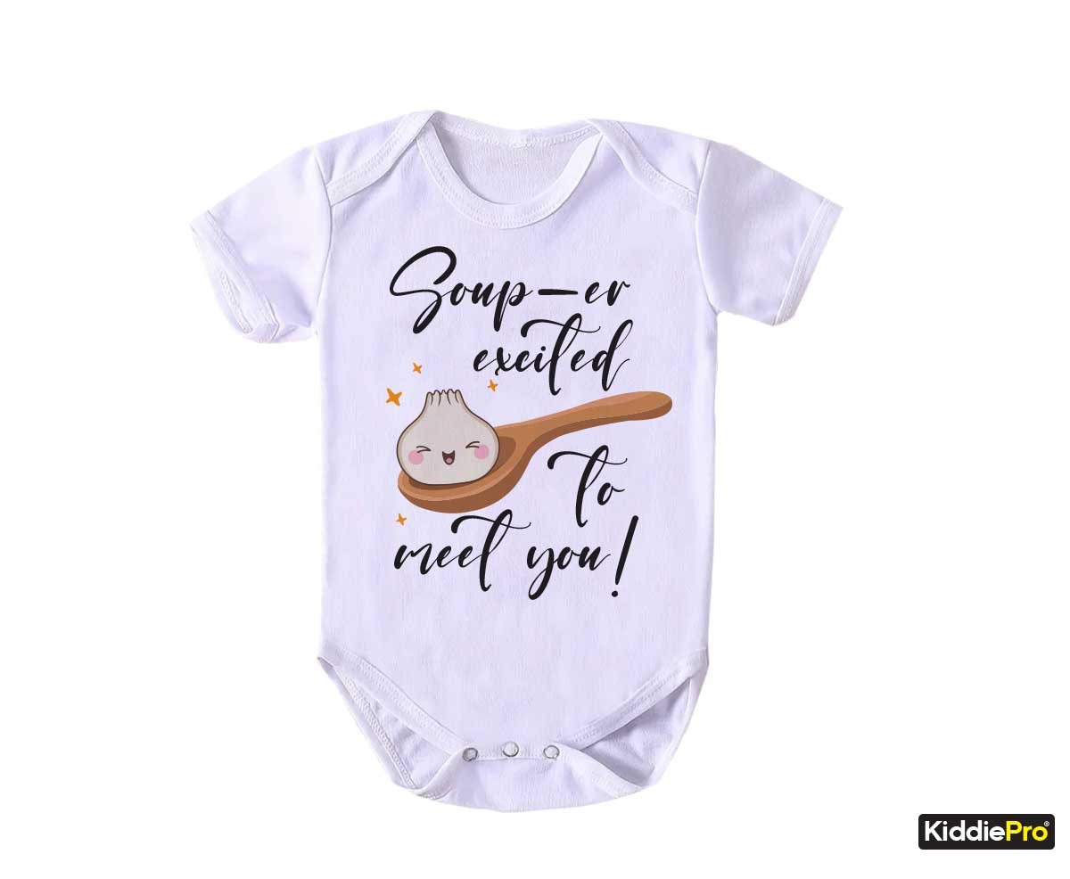 Food Pun Soup Baby Bodysuit Newborn style served with love Soup-inspired baby fashion