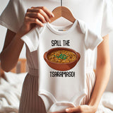 Spill the Tsaramaso Baby Bodysuit Funny Bean Themed Baby Outfit Personlized newborn clothes Vêtements bébé