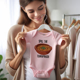 Spill the Tsaramaso Baby Bodysuit Funny Bean Themed Baby Outfit Personlized newborn clothes Vêtements bébé